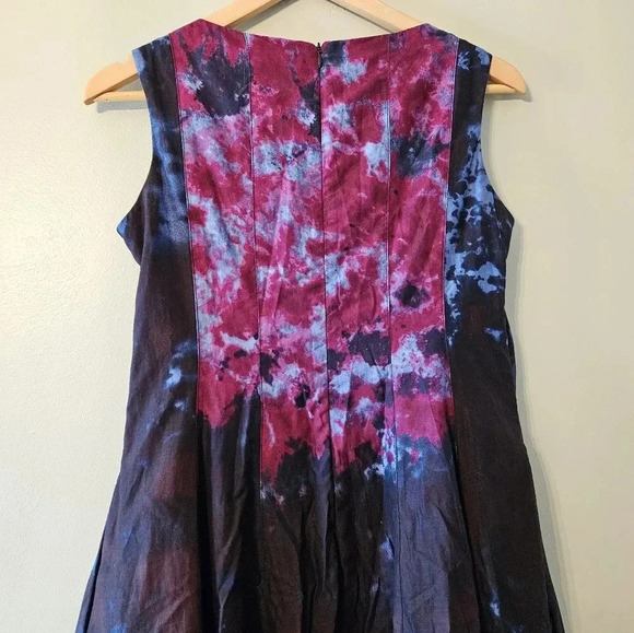 Adolfo Dominguez Tie Dye Artistic Boho Midi Feminine Multicolor Cotton Dress 6. - Picture 12 of 16